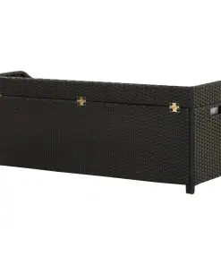 vidaXL Garden Storage Bench 120 cm Poly Rattan Black