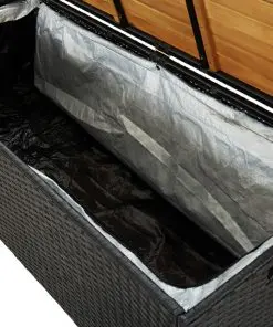 vidaXL Garden Storage Bench 120 cm Poly Rattan Black