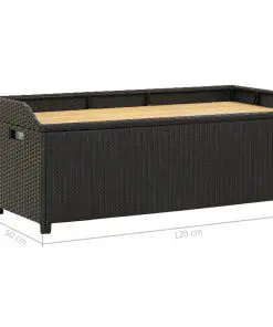 vidaXL Garden Storage Bench 120 cm Poly Rattan Black