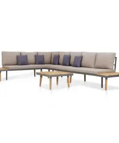 vidaXL 5 Piece Garden Lounge Set with Cushions Solid Acacia Wood Brown