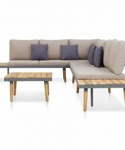 vidaXL 5 Piece Garden Lounge Set with Cushions Solid Acacia Wood Brown