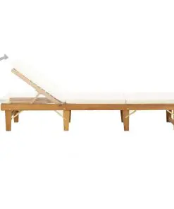 vidaXL Folding Sun Lounger with Cushion Solid Acacia Wood