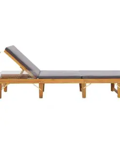 vidaXL Folding Sun Lounger with Cushion Solid Acacia Wood