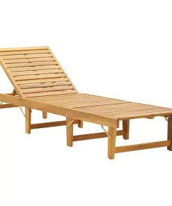 vidaXL Folding Sun Lounger with Cushion Solid Acacia Wood