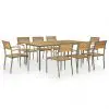 vidaXL 9 Piece Outdoor Dining Set Solid Acacia Wood and Steel