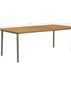 vidaXL 9 Piece Outdoor Dining Set Solid Acacia Wood and Steel