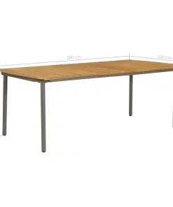 vidaXL Garden Table 200x100x72cm Solid Acacia Wood and Steel