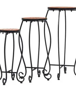 vidaXL Mosaic Tables 3 pcs Terracotta Ceramic