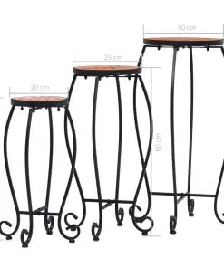 vidaXL Mosaic Tables 3 pcs Terracotta Ceramic