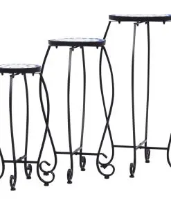 vidaXL Mosaic Tables 3 pcs Blue and White Ceramic