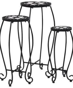 vidaXL Mosaic Tables 3 pcs Black and White Ceramic