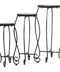 vidaXL Mosaic Tables 3 pcs Black and White Ceramic