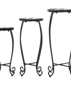 vidaXL Mosaic Tables 3 pcs Black and White Ceramic