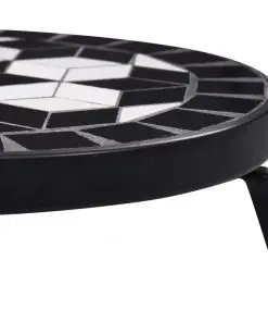 vidaXL Mosaic Tables 3 pcs Black and White Ceramic
