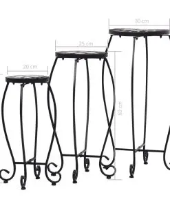 vidaXL Mosaic Tables 3 pcs Black and White Ceramic