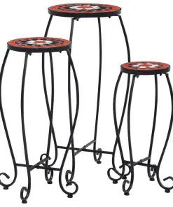 vidaXL Mosaic Tables 3 pcs Terracotta and White Ceramic