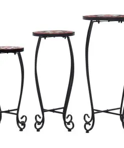 vidaXL Mosaic Tables 3 pcs Terracotta and White Ceramic
