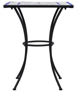 vidaXL Mosaic Bistro Table Blue and White 60 cm Ceramic