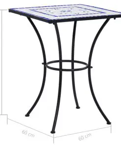 vidaXL Mosaic Bistro Table Blue and White 60 cm Ceramic