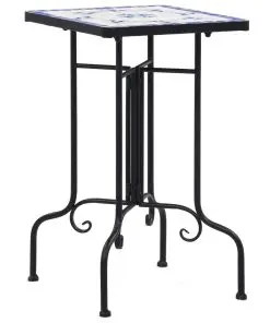 vidaXL Mosaic Side Table Blue and White Ceramic