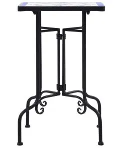 vidaXL Mosaic Side Table Blue and White Ceramic