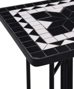 vidaXL Mosaic Side Table Black and White Ceramic