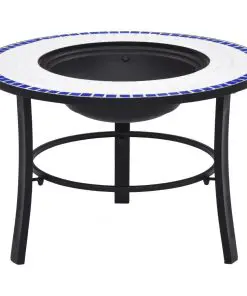 vidaXl Mosaic Fire Pit Blue and White 68cm Ceramic