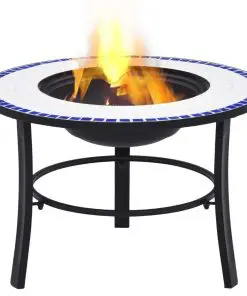 vidaXl Mosaic Fire Pit Blue and White 68cm Ceramic