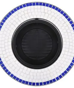 vidaXl Mosaic Fire Pit Blue and White 68cm Ceramic