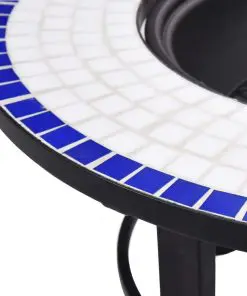 vidaXl Mosaic Fire Pit Blue and White 68cm Ceramic