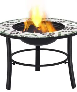 vidaXl Mosaic Fire Pit Green 68cm Ceramic