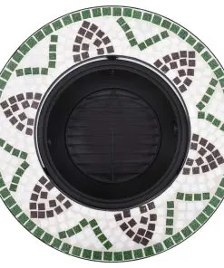 vidaXl Mosaic Fire Pit Green 68cm Ceramic