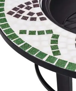 vidaXl Mosaic Fire Pit Green 68cm Ceramic