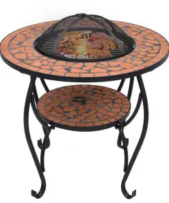 vidaXL Mosaic Fire Pit Table Terracotta 68 cm Ceramic
