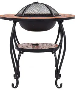 vidaXL Mosaic Fire Pit Table Terracotta 68 cm Ceramic