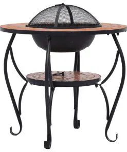 vidaXL Mosaic Fire Pit Table Terracotta 68 cm Ceramic