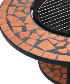 vidaXL Mosaic Fire Pit Table Terracotta 68 cm Ceramic