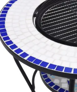vidaXL Mosaic Fire Pit Table Blue and White 68 cm Ceramic