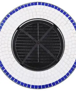 vidaXL Mosaic Fire Pit Table Blue and White 68 cm Ceramic