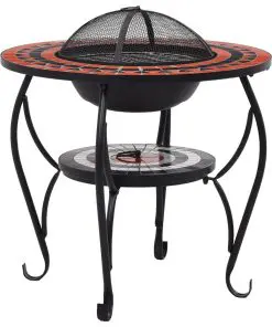 vidaXL Mosaic Fire Pit Table Terracotta and White 68 cm Ceramic