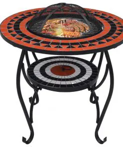 vidaXL Mosaic Fire Pit Table Terracotta and White 68 cm Ceramic