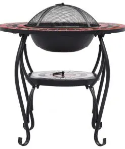 vidaXL Mosaic Fire Pit Table Terracotta and White 68 cm Ceramic