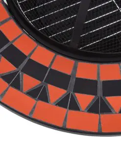 vidaXL Mosaic Fire Pit Table Terracotta and White 68 cm Ceramic
