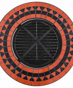 vidaXL Mosaic Fire Pit Table Terracotta and White 68 cm Ceramic