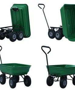 vidaXL Garden Tipping Hand Cart 300 kg 75L Green