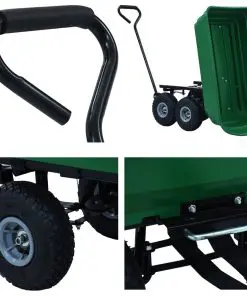 vidaXL Garden Tipping Hand Cart 300 kg 75L Green