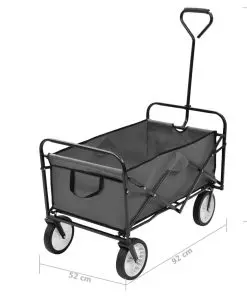 vidaXL Folding Hand Trolley Steel Grey