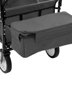 vidaXL Folding Hand Trolley with Canopy Steel Grey