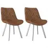 vidaXL Dining Chairs 2 pcs Brown Faux Suede Leather