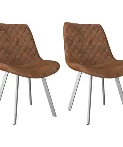 vidaXL Dining Chairs 2 pcs Brown Faux Suede Leather